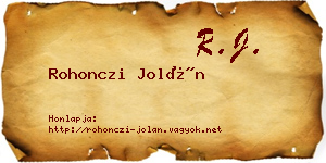 Rohonczi Jolán névjegykártya